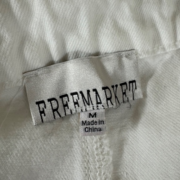 FREE MARKET WHITE DENIM SAILOR PANTS SUPER WIDE LEGS SILVER BUTTONS M - Picture 9 of 9